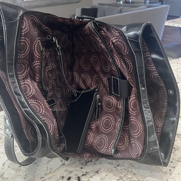 Franklin Covey Black Laptop Briefcase Triple Gusset Bag Tote+ Wallet Organizer - Picture 14 of 16